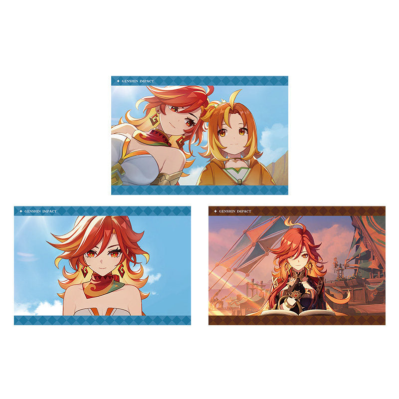 Genshin Impact PV Series photo cards featuring Mavuika character artwork