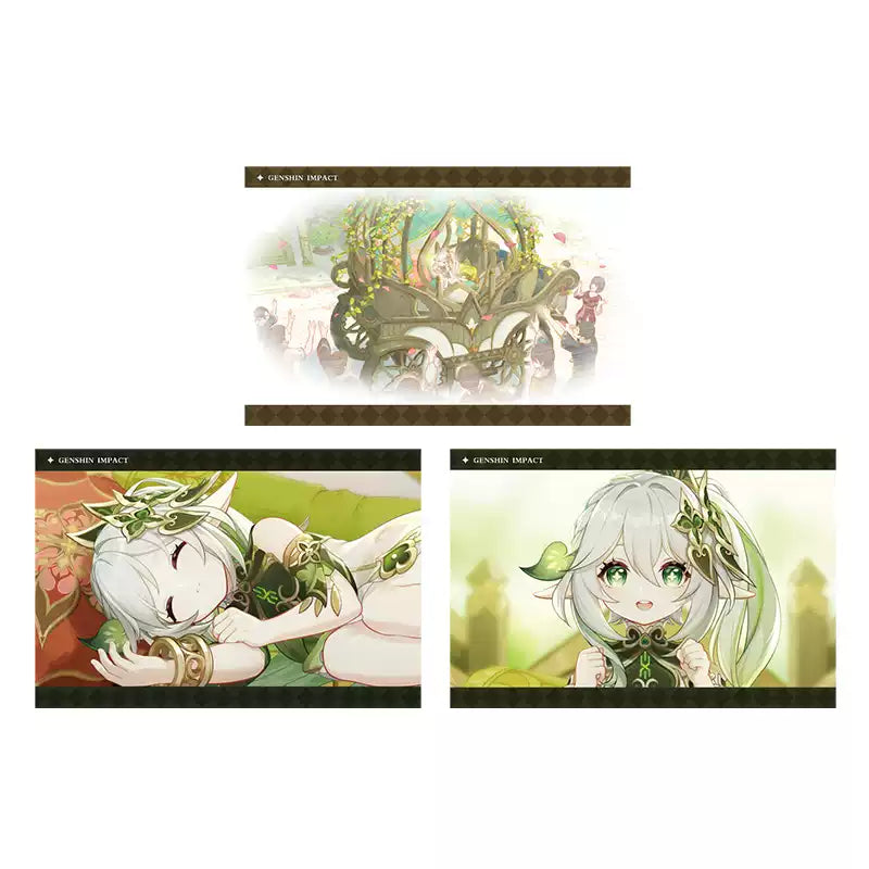 Genshin Impact PV Series photo cards featuring Nahida character artwork