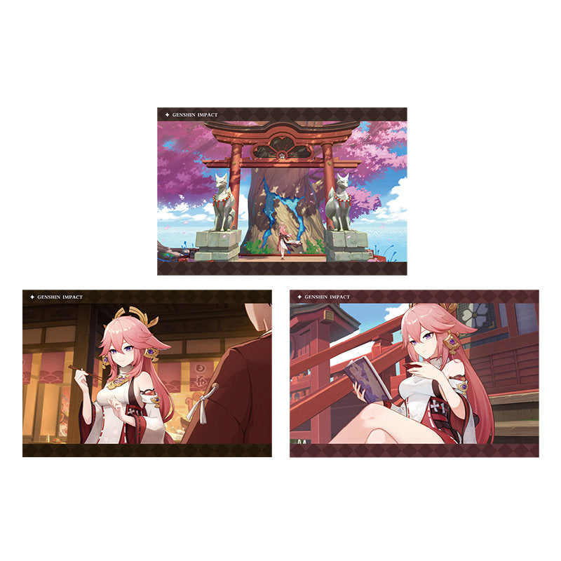 Genshin Impact PV Series photo cards featuring Yae Miko character artwork