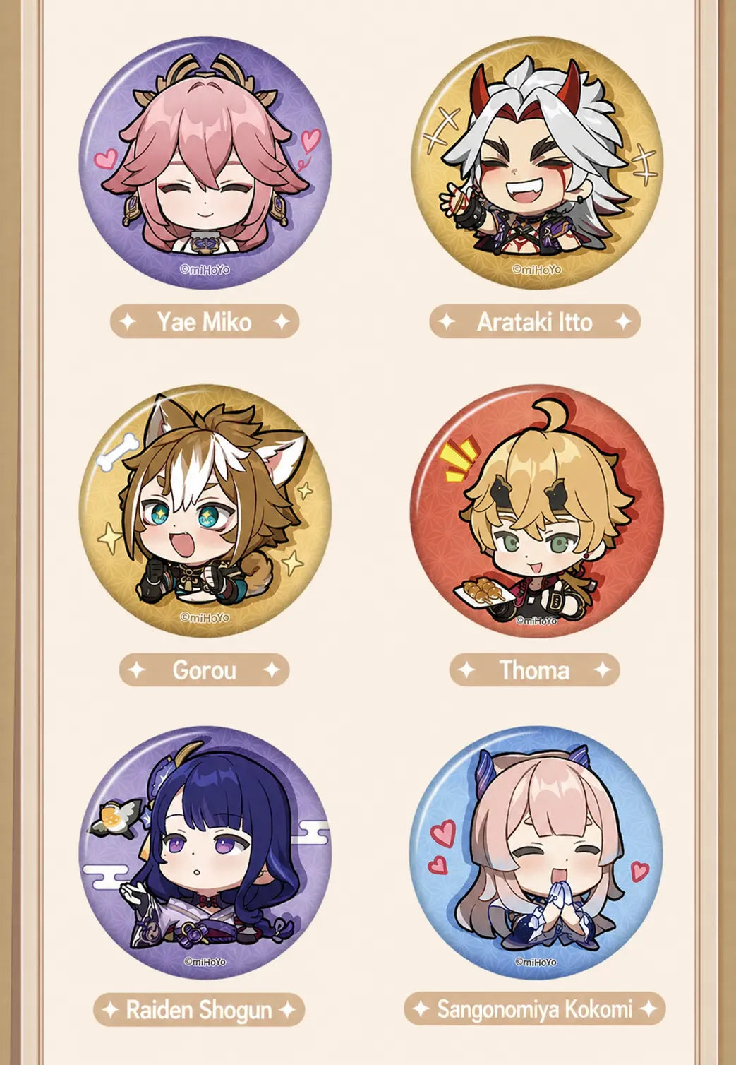 Genshin Impact Q Version Expression Badge Series badge size 58mm diameter