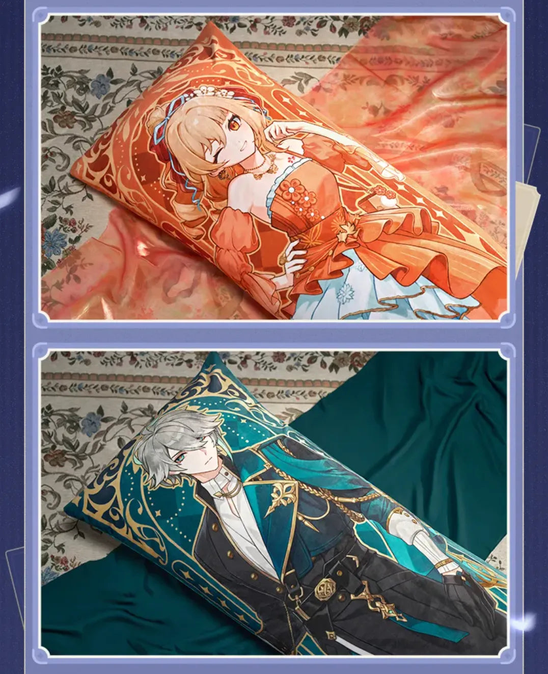 Genshin Impact Resplendent Feast Alhaitham body pillow detail display with ornate decorative full-body illustration