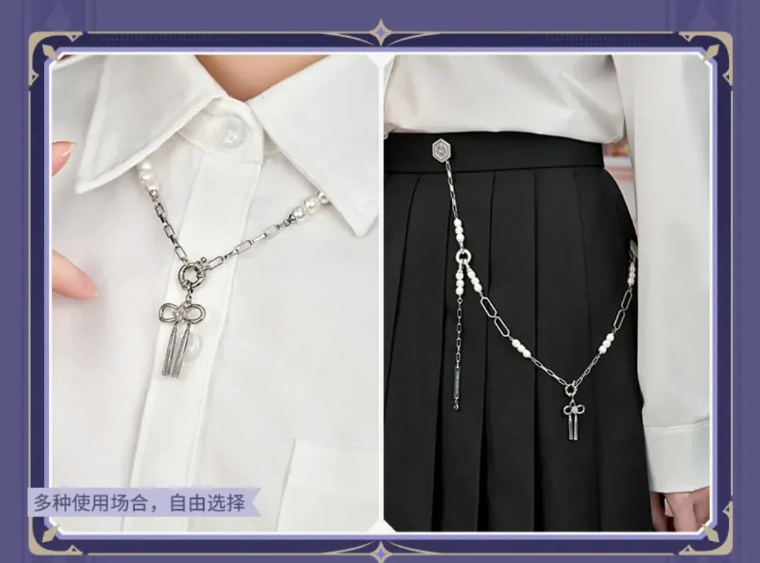 Front display of the Kamisato Ayato layered necklace set from the Resplendent Feast series