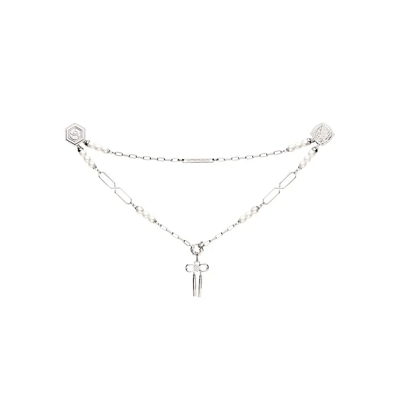 Kamisato Ayato necklace set from the Resplendent Feast series featuring layered silver chain and pearl themed details