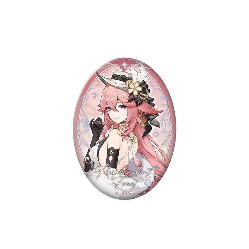 Genshin Impact Resplendent Feast Yae Miko reflective embossed badge collectible merch
