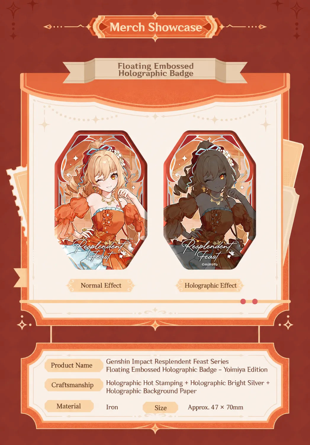 Genshin Impact Yoimiya Resplendent Feast scene combination acrylic stand showcase