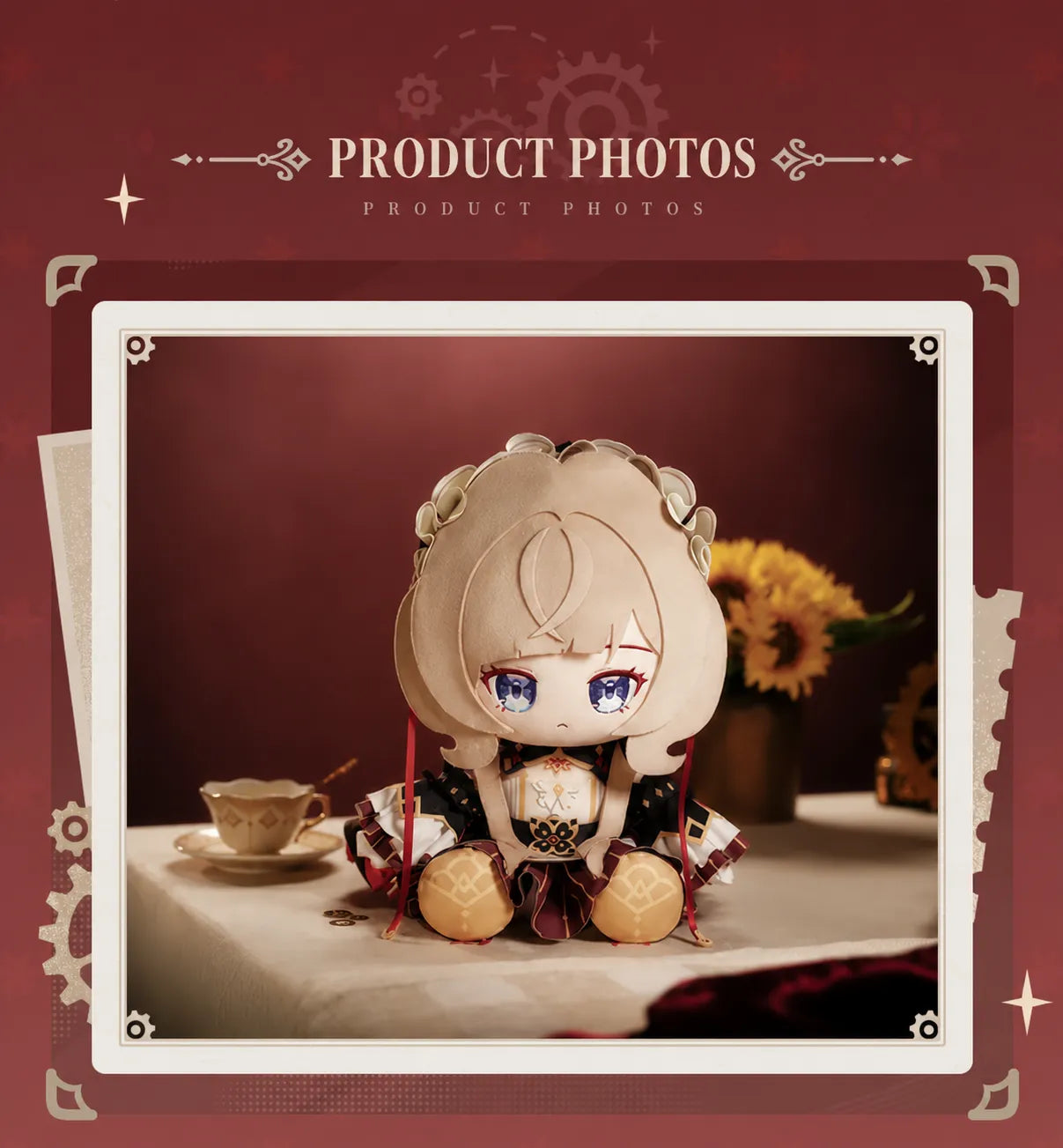 Close-up of Sandrone plush doll outfit and embroidered details