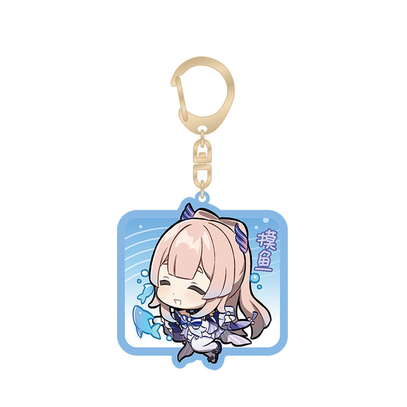 Genshin Sangonomiya Kokomi acrylic keychain featuring chibi Inazuma character