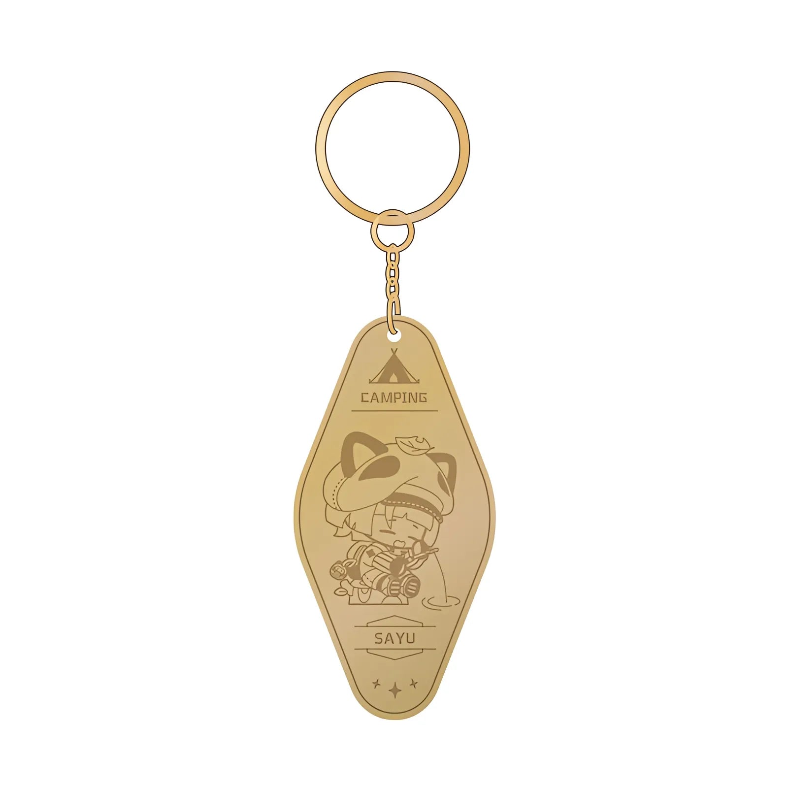 Genshin Impact Sayu camping metal keychain chibi enamel accessory cute outdoor themed collectible