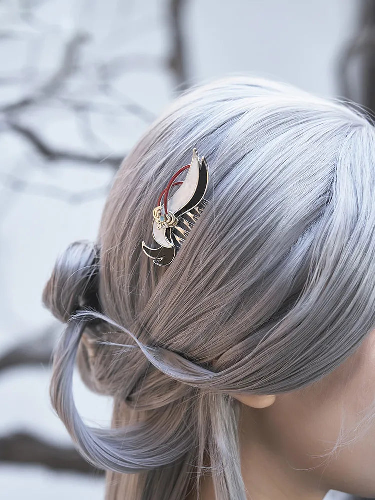 Genshin Impact Shenhe themed accessories real shot with bracelet and hair comb styling showcase