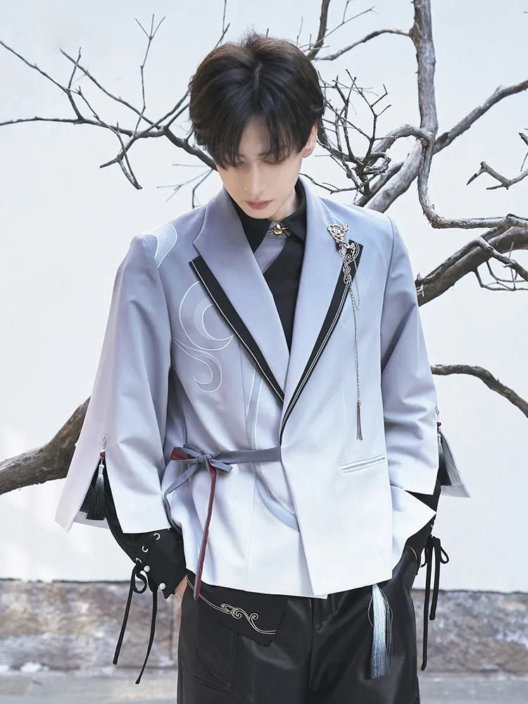 Genshin Impact Shenhe themed leisure outerwear featuring embroidered details and relaxed silhouette