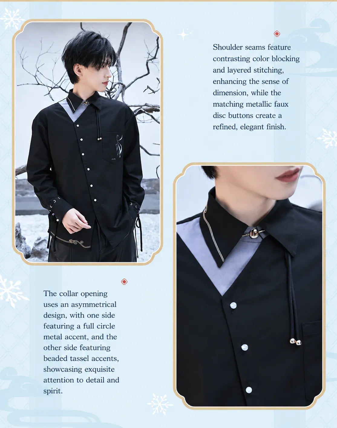 Genshin Impact Shenhe shirt sleeve lace-up cuff and decorative accessory details