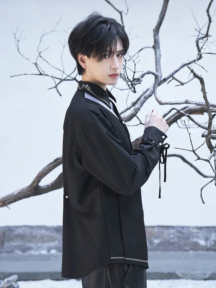 Genshin Impact Shenhe casual shirt with decorative collar accessories and relaxed silhouette