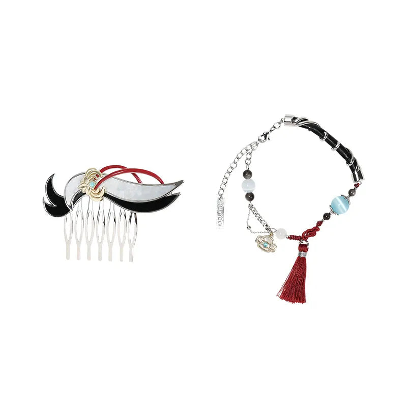 Genshin Impact Shenhe themed impression series accessory collection featuring bracelet and hair comb set