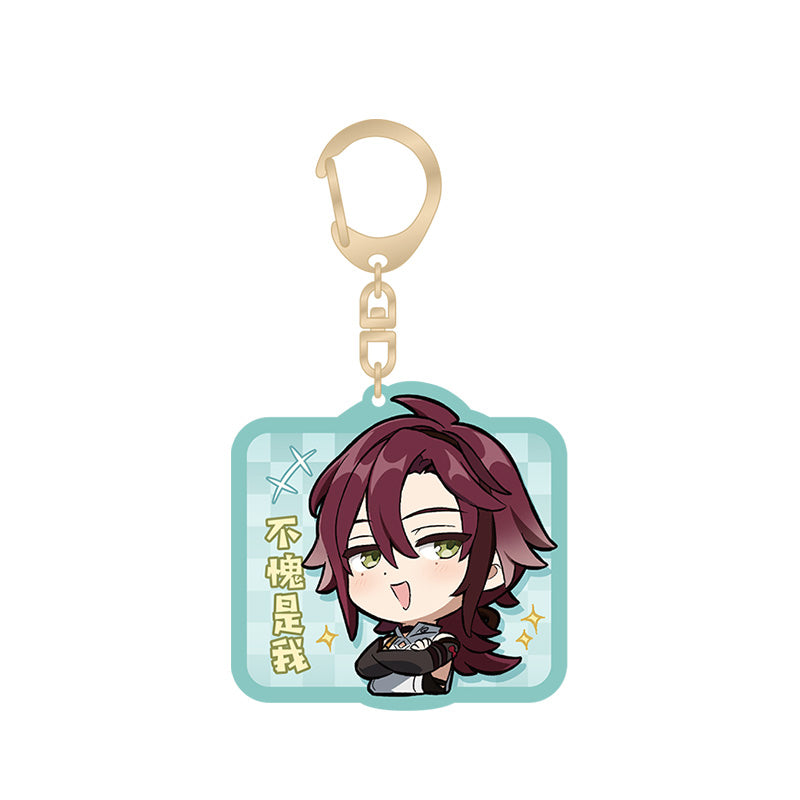 Genshin Impact Shikanoin Heizou acrylic keychain featuring chibi Inazuma character