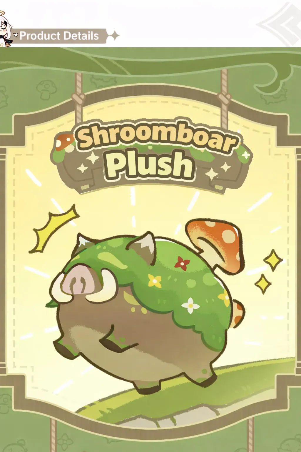 Genshin Impact Shroomboar plush soft polyester fabric texture close up