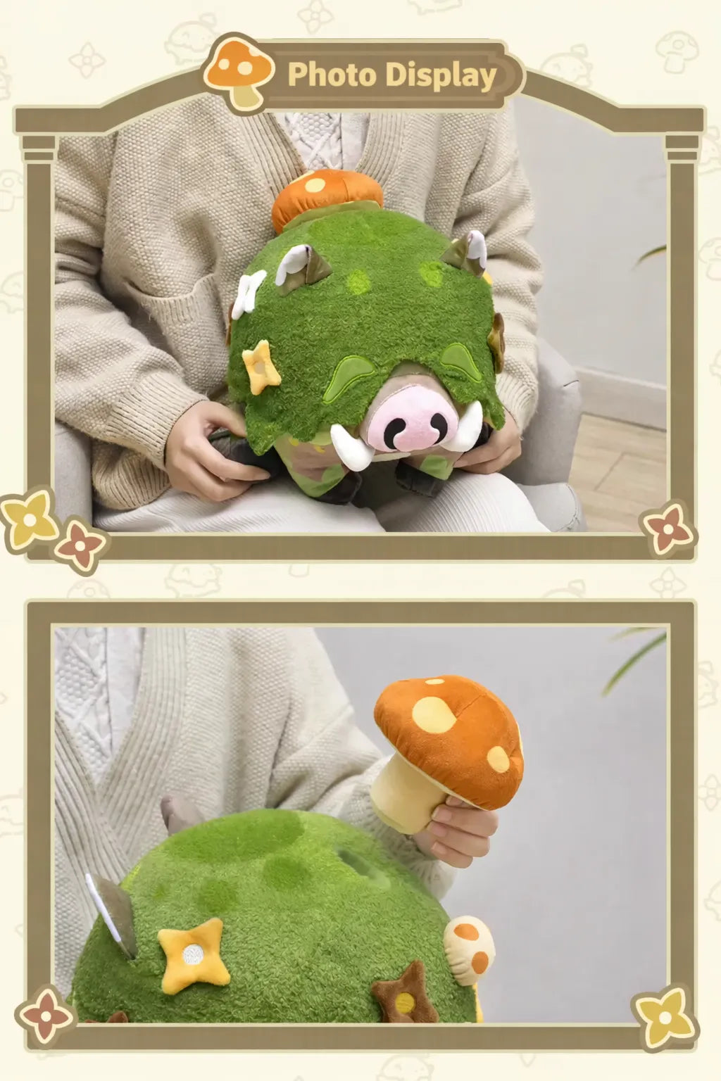 Genshin Impact Shroomboar plush size comparison in real use