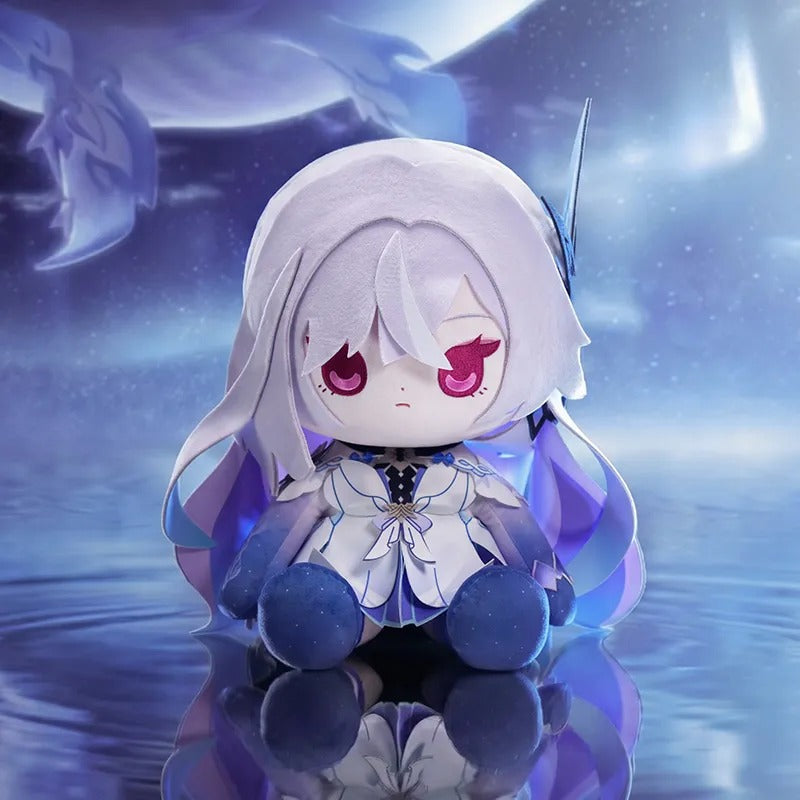 Genshin Impact Skirk sitting plush doll with detailed character design