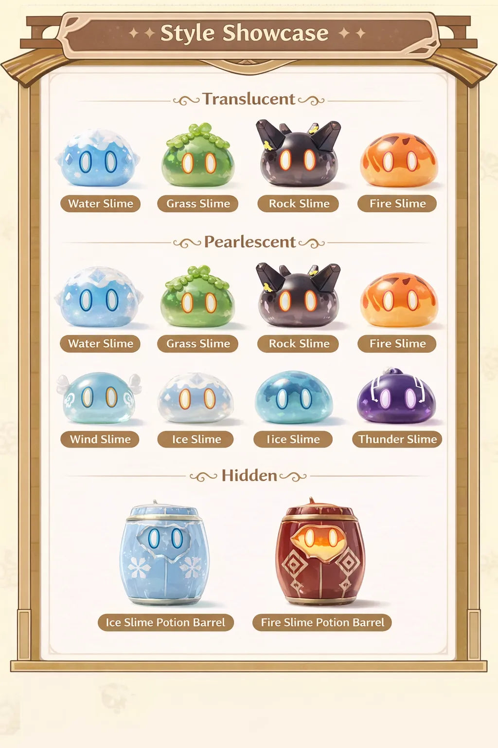 Genshin Impact Pearlescent Slime types glossy finish collection