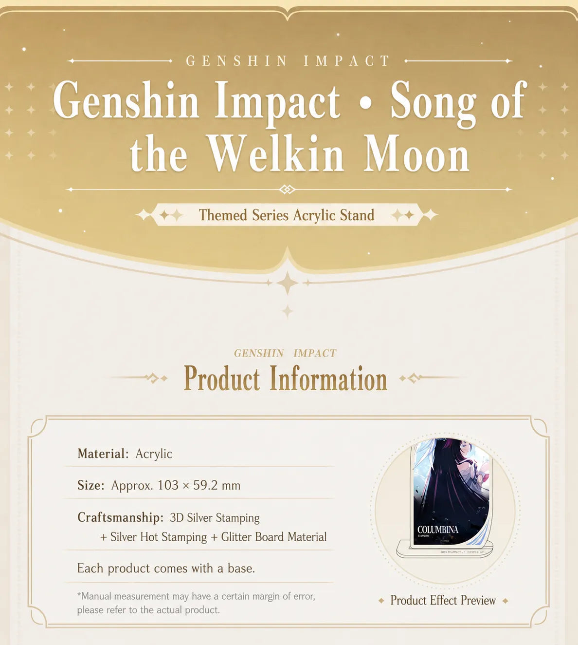 Genshin Impact Song of the Welkin Moon Acrylic Hanging Stand Character Designs