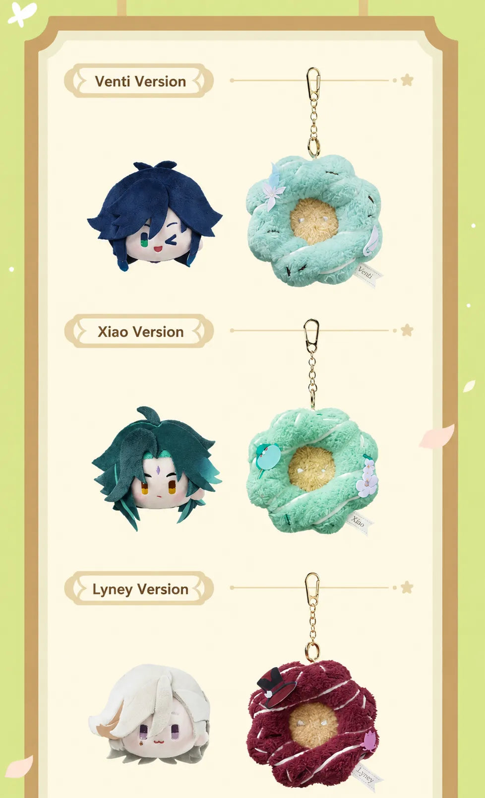 Genshin Impact Spring Blossom Tales floral wreath plush keychain character and accessory details