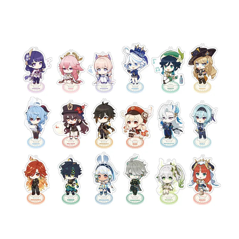 Genshin Stellar Recollection series acrylic standee collection featuring Furina Raiden Shogun Nahida Zhongli Hu Tao and more