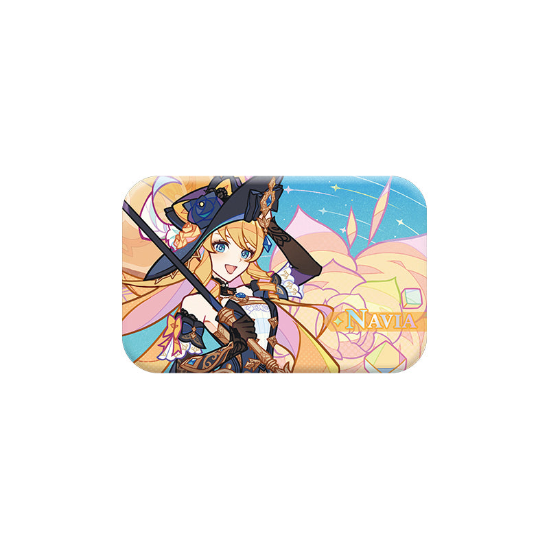 Genshin Navia geometric badge from the Summer Dragon Fairyland series with bright fantasy-style illustration