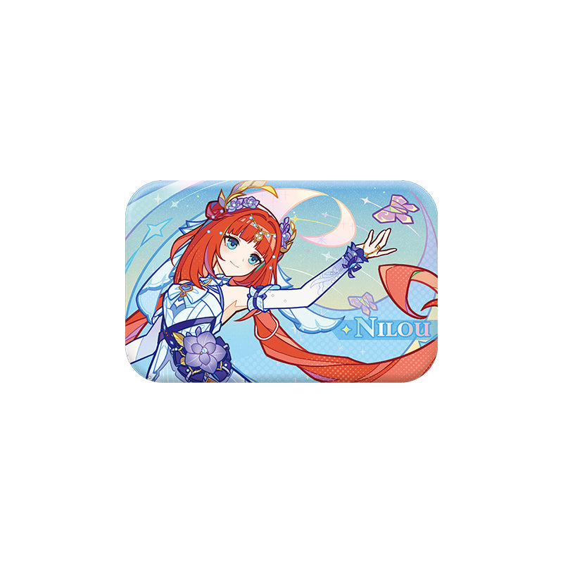 Genshin Nilou geometric badge from the Summer Dragon Fairyland series featuring colorful fantasy-themed artwork