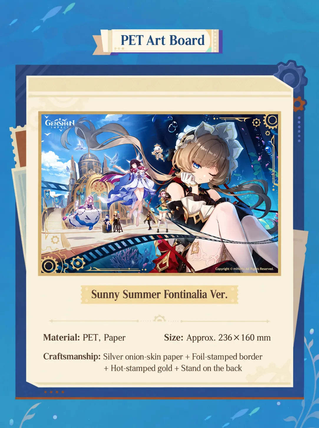Sunny Summer Fontinalia PET art board design and specifications