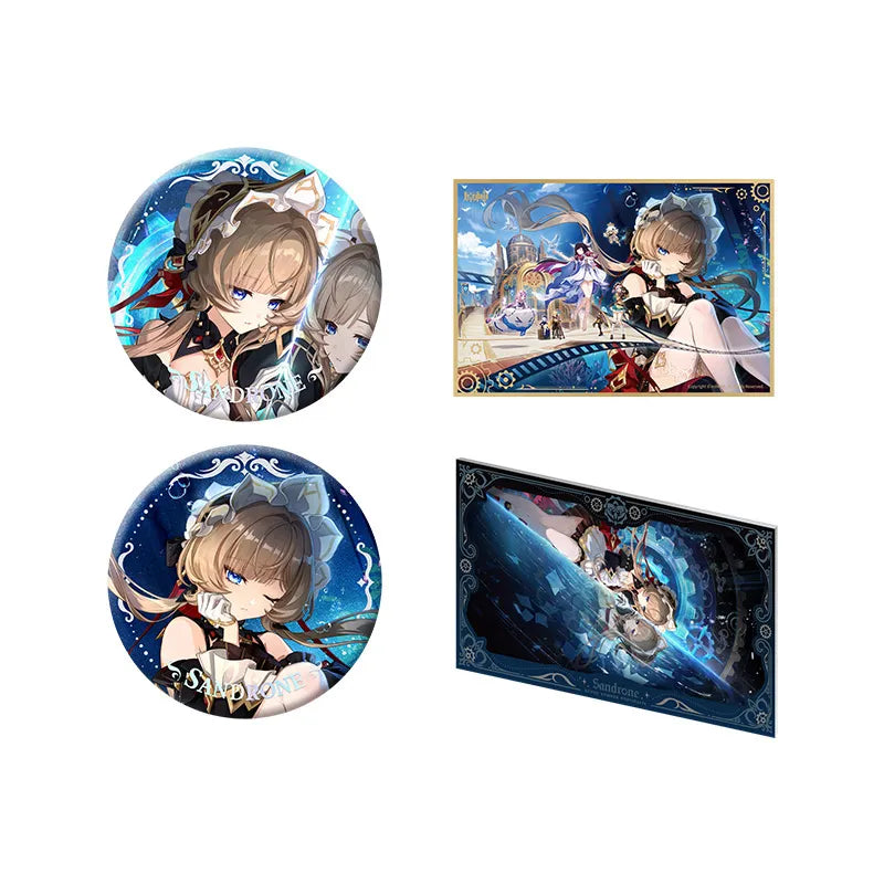 Genshin Impact Sunny Summer Fontinalia Sandrone badge and art board collection