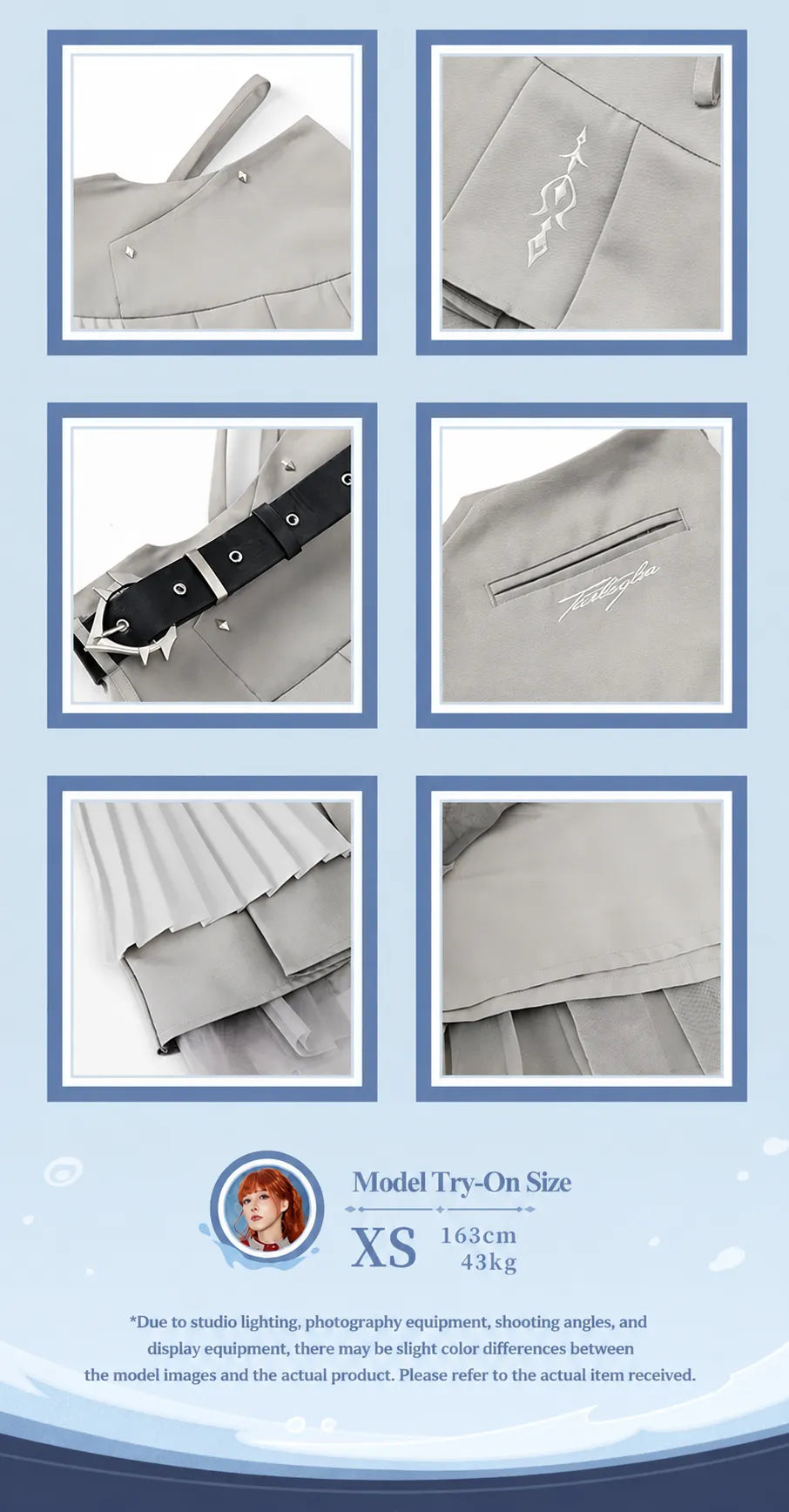 Tartaglia pleated skirt inner lining and mesh layer detail