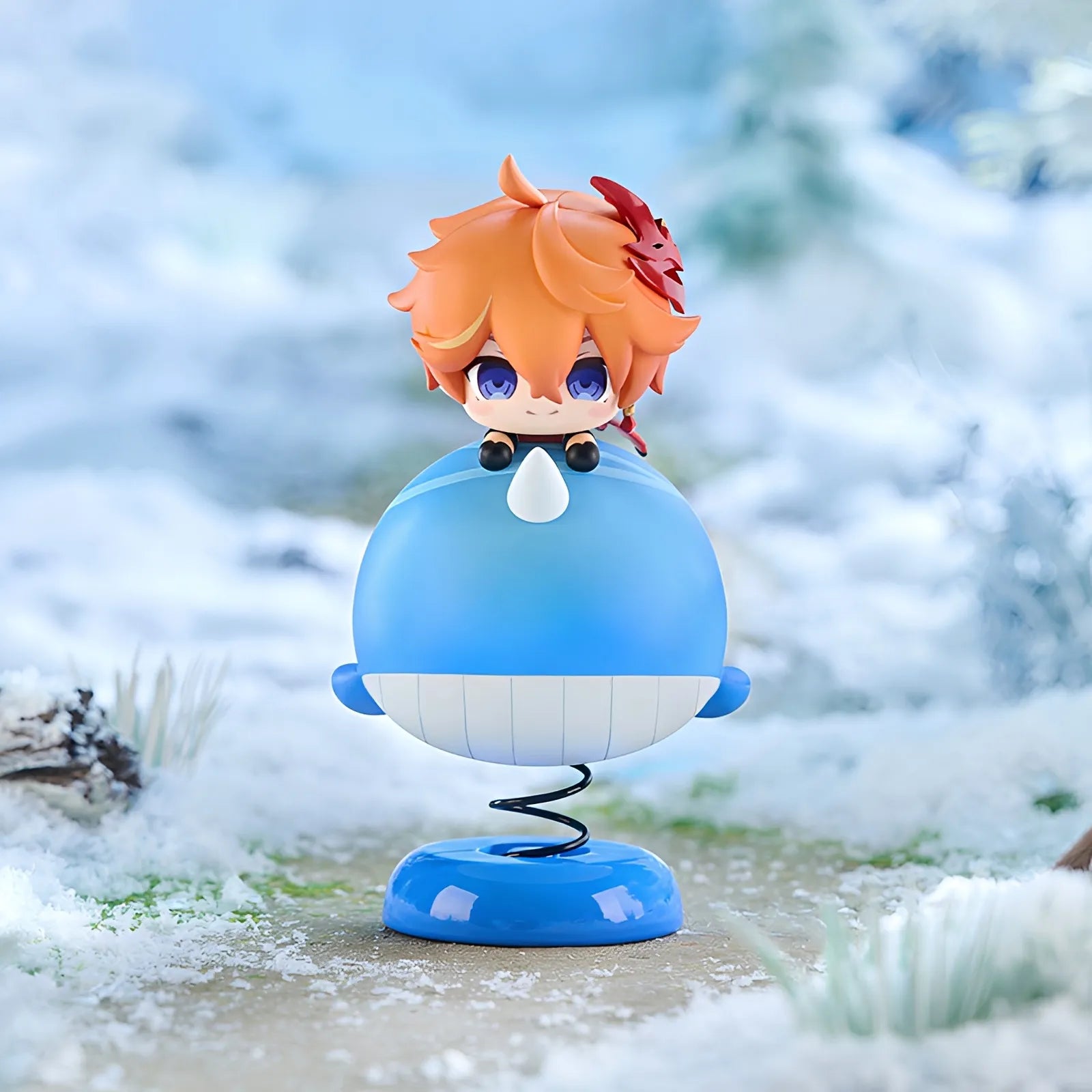 Front view of Tartaglia Q Version Swing Toy collectible figure from Genshin Impact