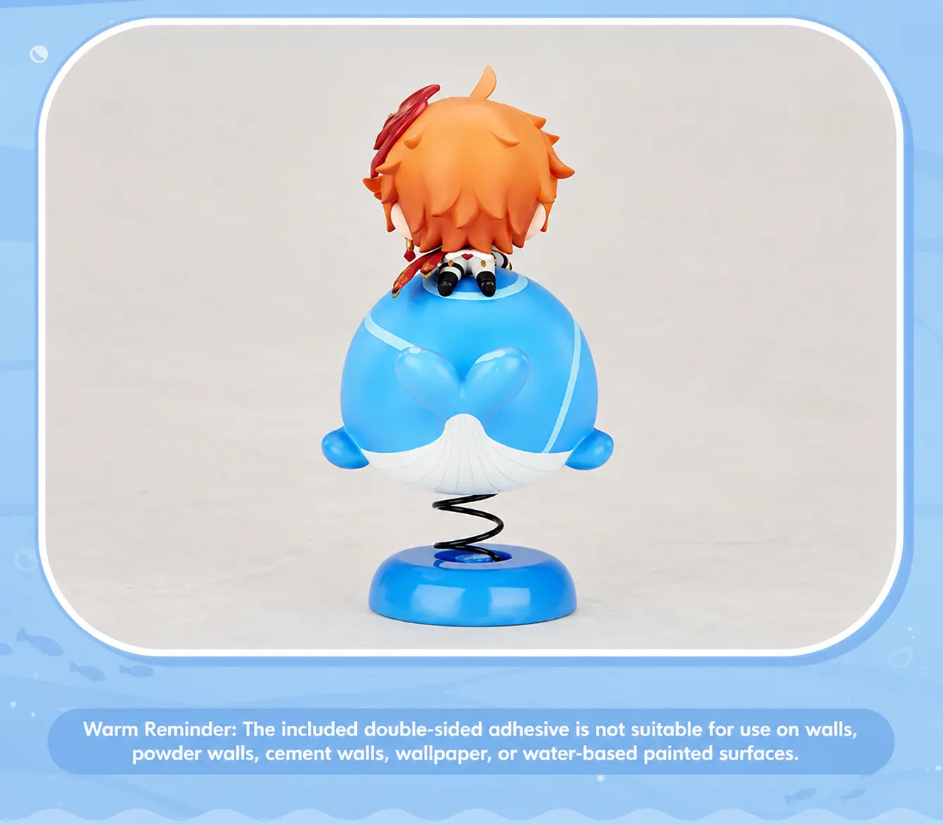 Rear details of Tartaglia Q Version Swing Toy figure and whale display base
