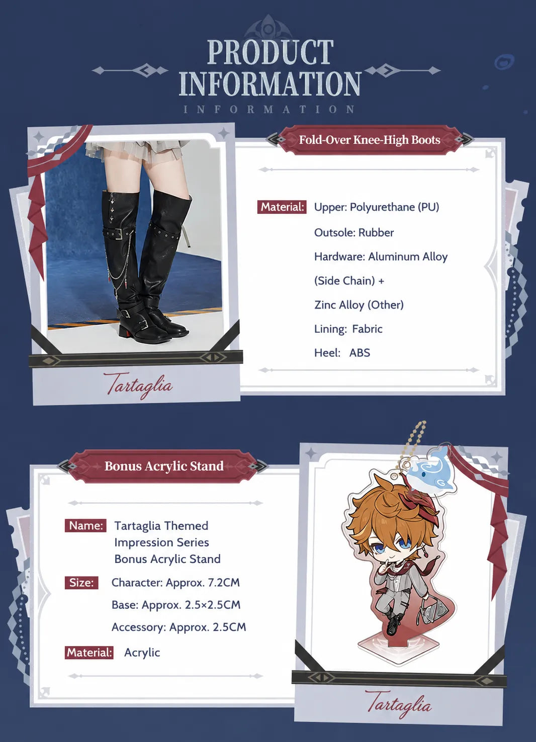 Tartaglia tall boots full outfit model display