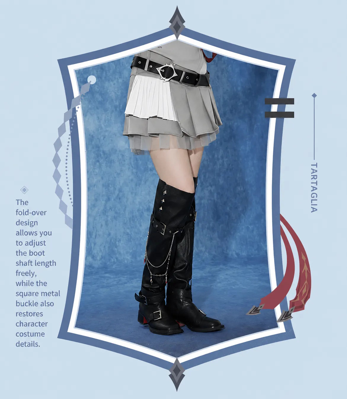 Tartaglia tall boots with decorative chains and metal details