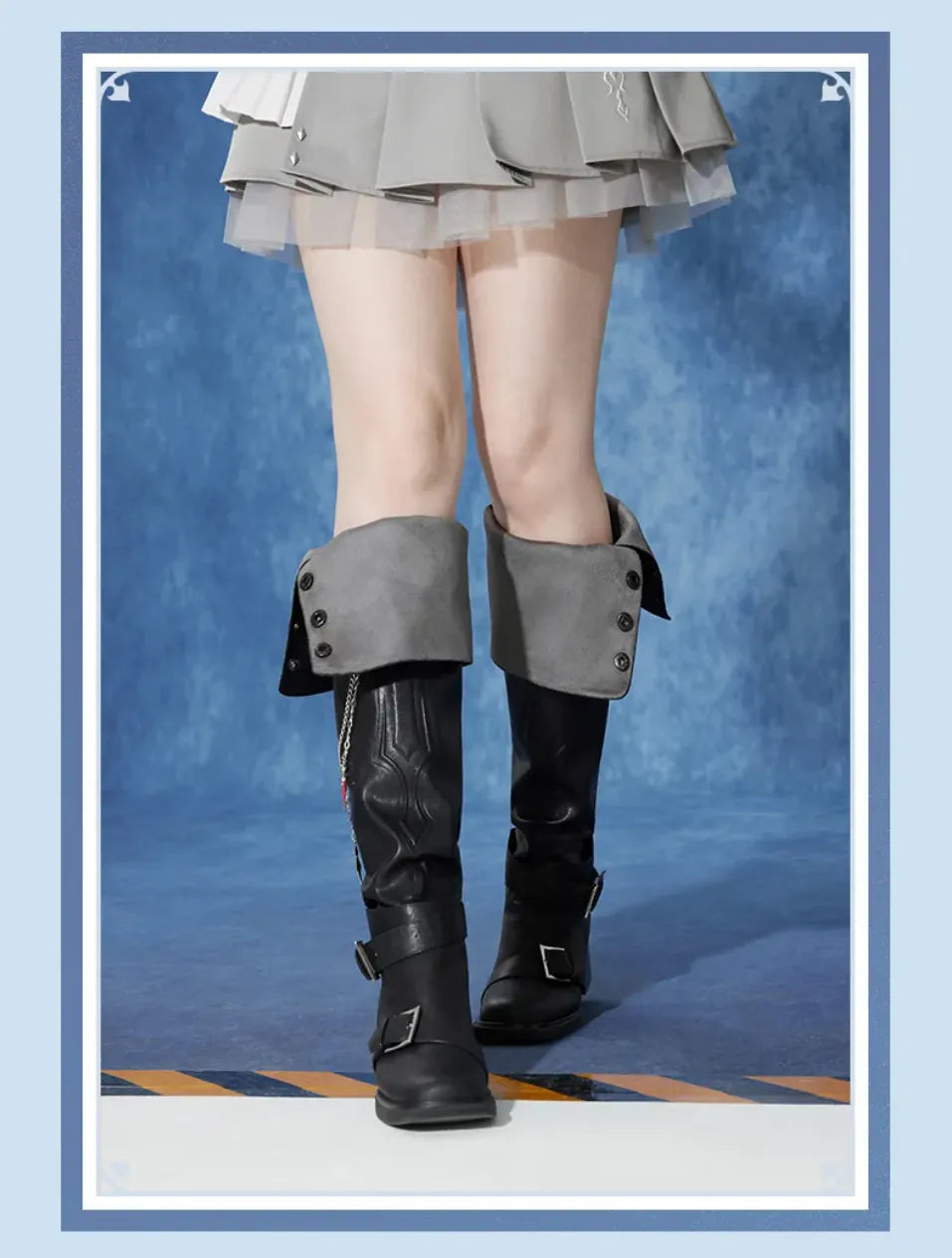 Tartaglia tall boots layered strap and buckle detail