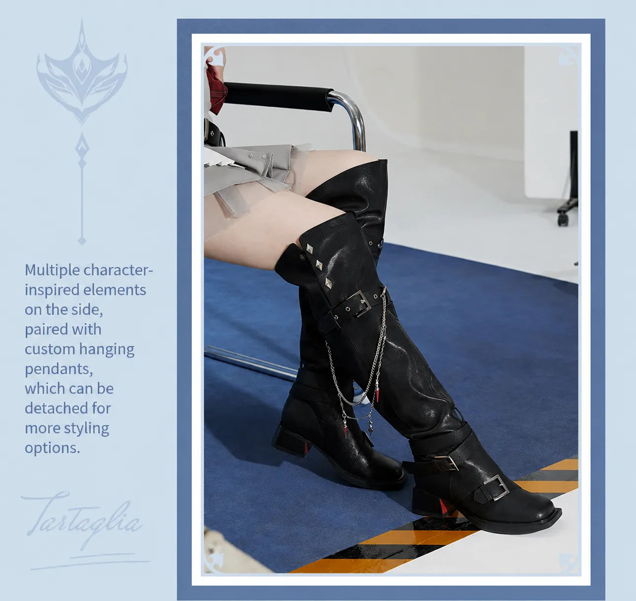 Tartaglia tall boots detachable shaft strap detail