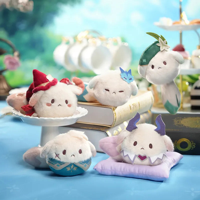 Tea Party plush charms featuring Alice, Nicole, Venti, Durin and other Genshin Impact characters