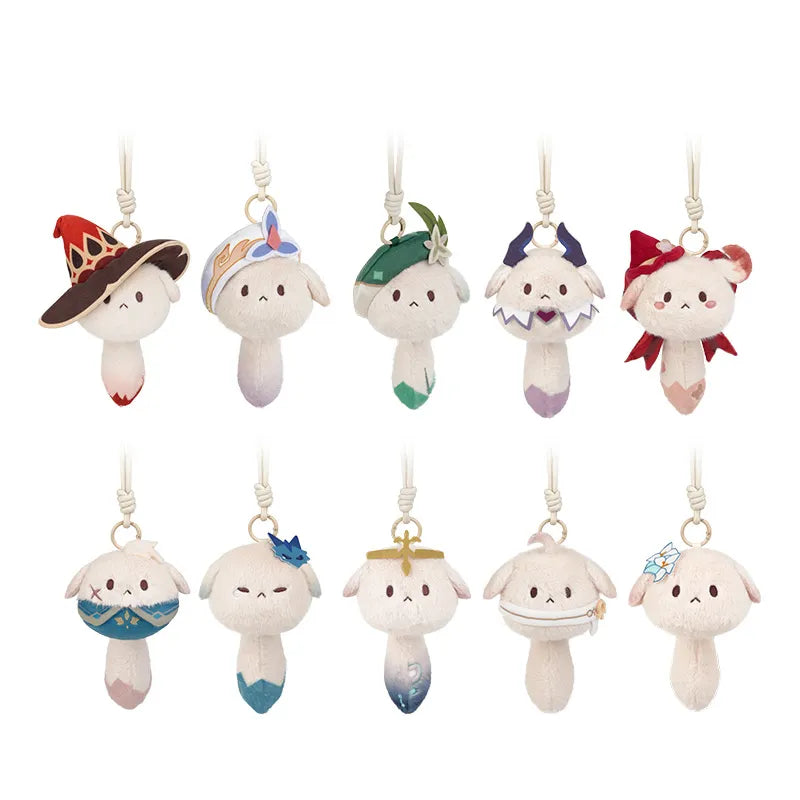 Genshin Impact Tea Party plush charm blind box collection on a white background