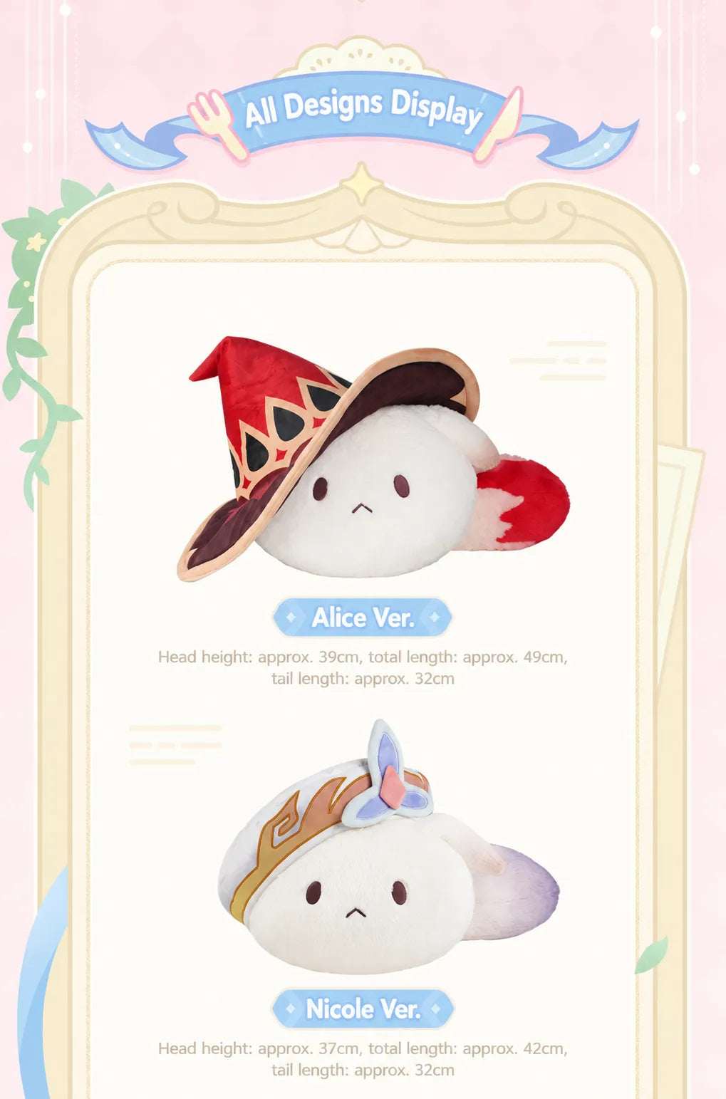 Alice Tea Party plush pillow displayed in a pastel tea party setting