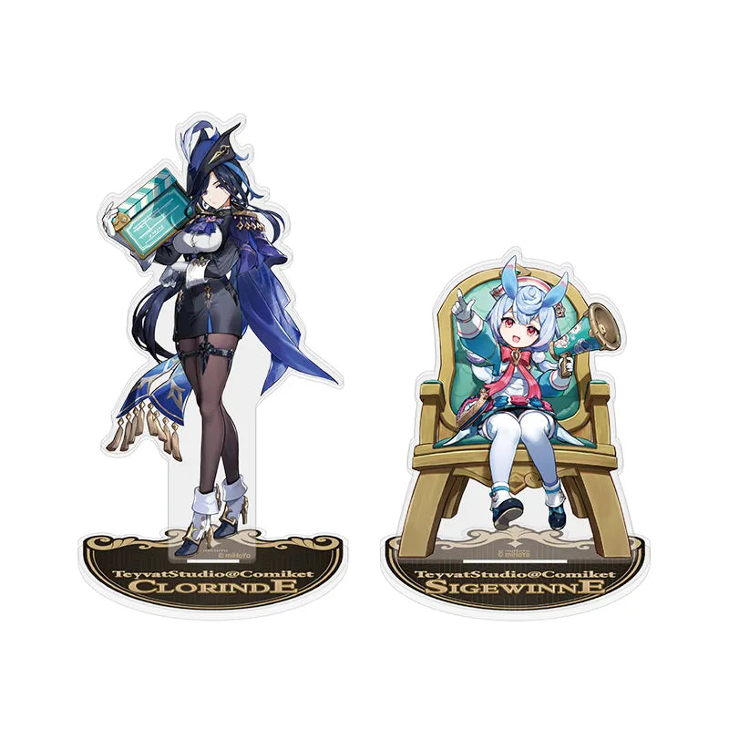 Genshin Teyvat Special Screening Series acrylic stand collection featuring Clorinde and Sigewinne character displays
