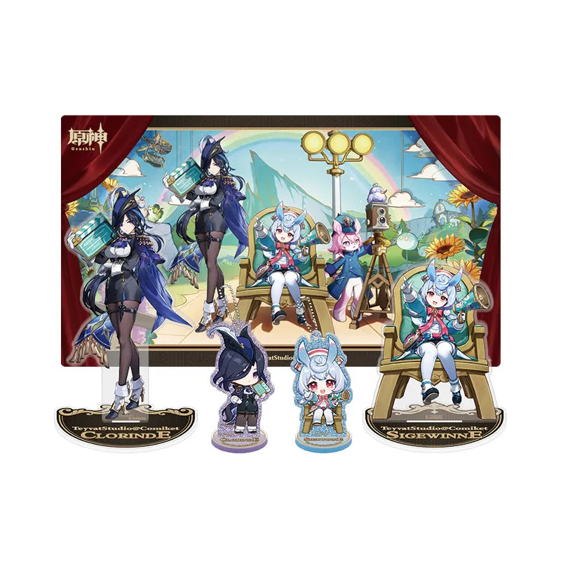 Genshin Teyvat Special Screening Series featuring Clorinde Sigewinne acrylic stands Q version stand keychains and mouse pad