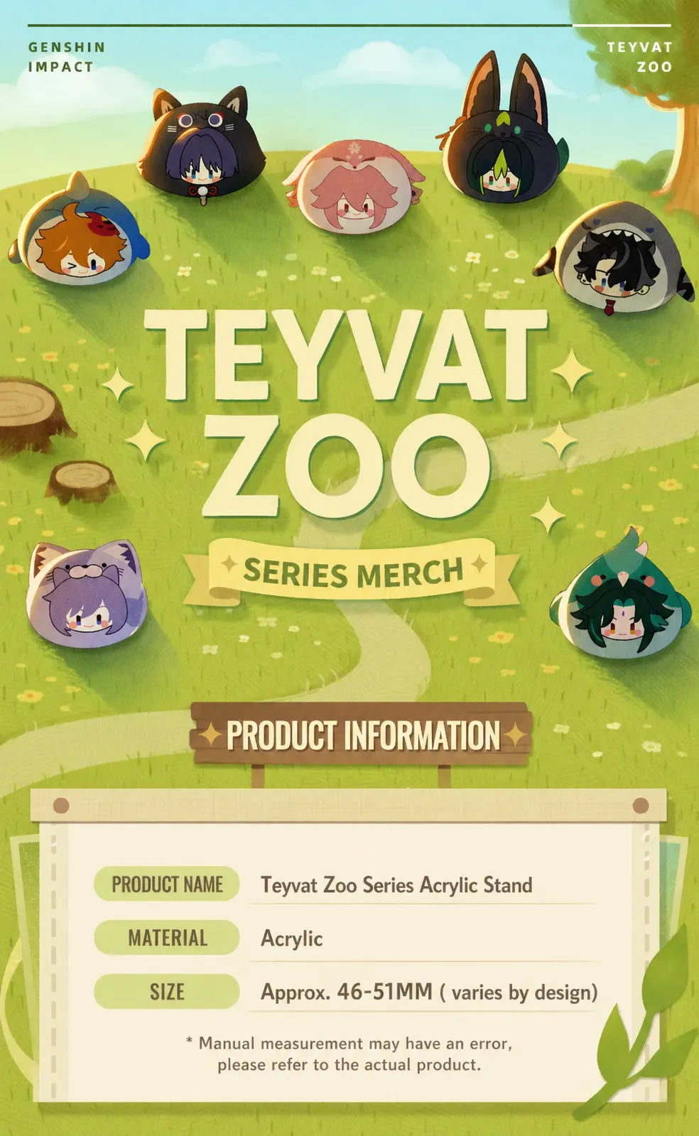 Genshin Impact Teyvat Zoo acrylic pen stand product information size material