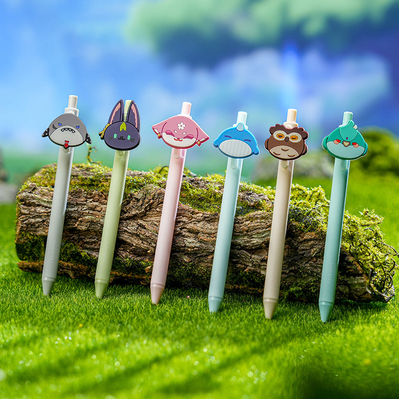 Genshin Impact Teyvat Zoo gel pen set all characters display outdoor grass scene