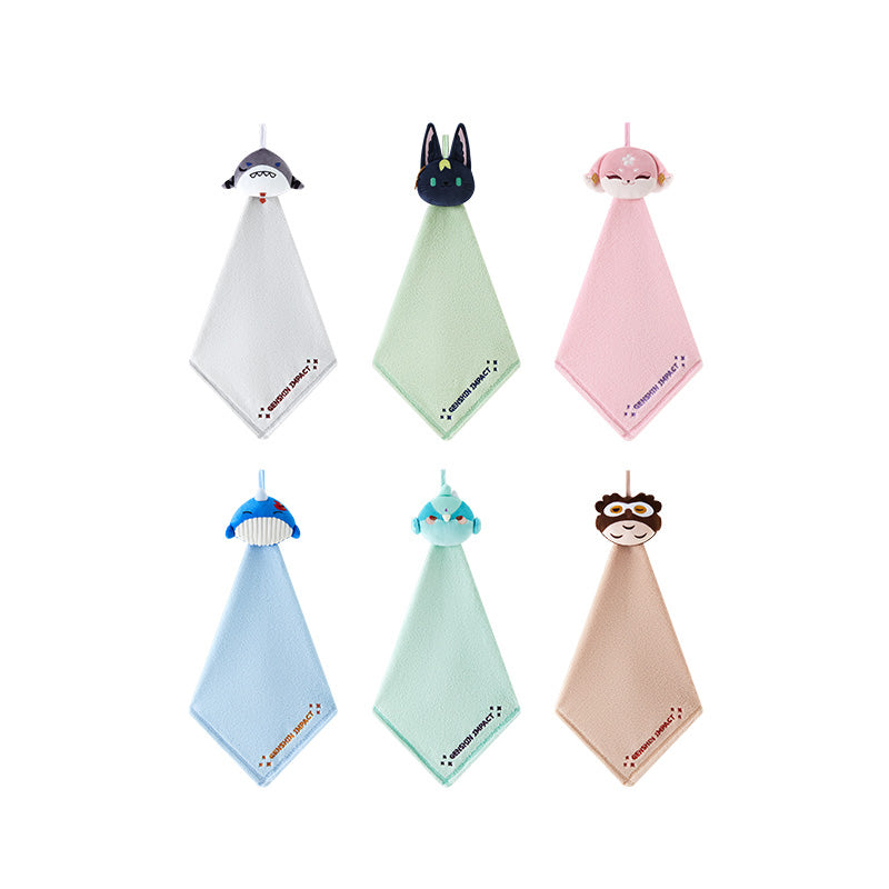 Genshin Impact Teyvat Zoo hanging towel all characters flat lay display