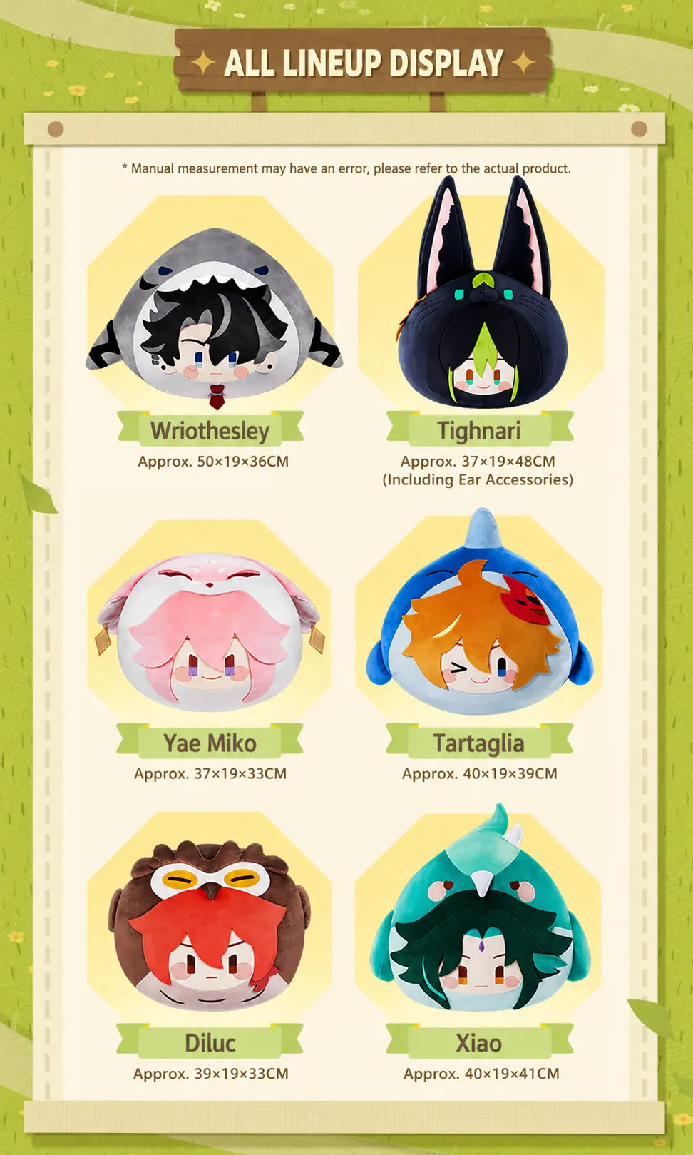 Genshin Impact Teyvat Zoo plush pillow all lineup display character collection overview