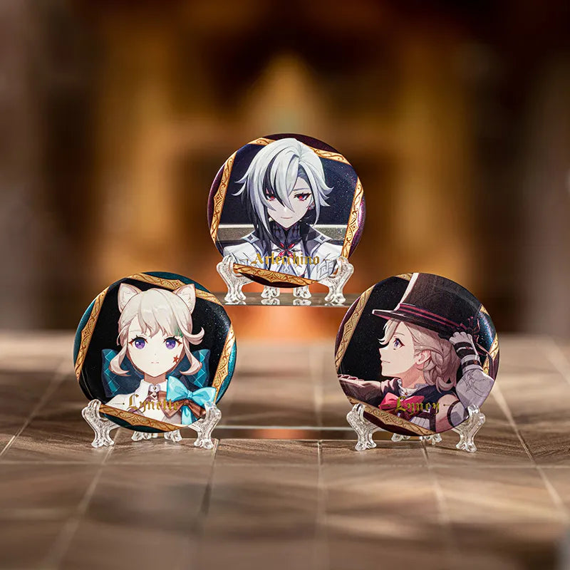 The Fatui Feast Series character badges featuring Arlecchino and Fontaine characters