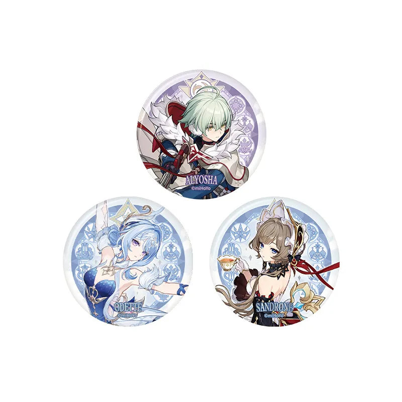 Genshin Impact Themed Series Snezhnaya character badges featuring Odette, Alyosha, and Sandrone