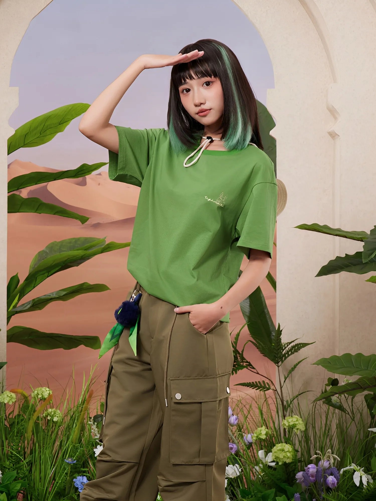 Genshin Impact Tighnari forest desert series navy t shirt front cosplay outfit