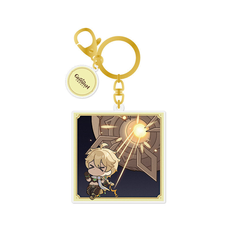 Genshin Impact Traveler Aether acrylic keychain chibi design game art series front view