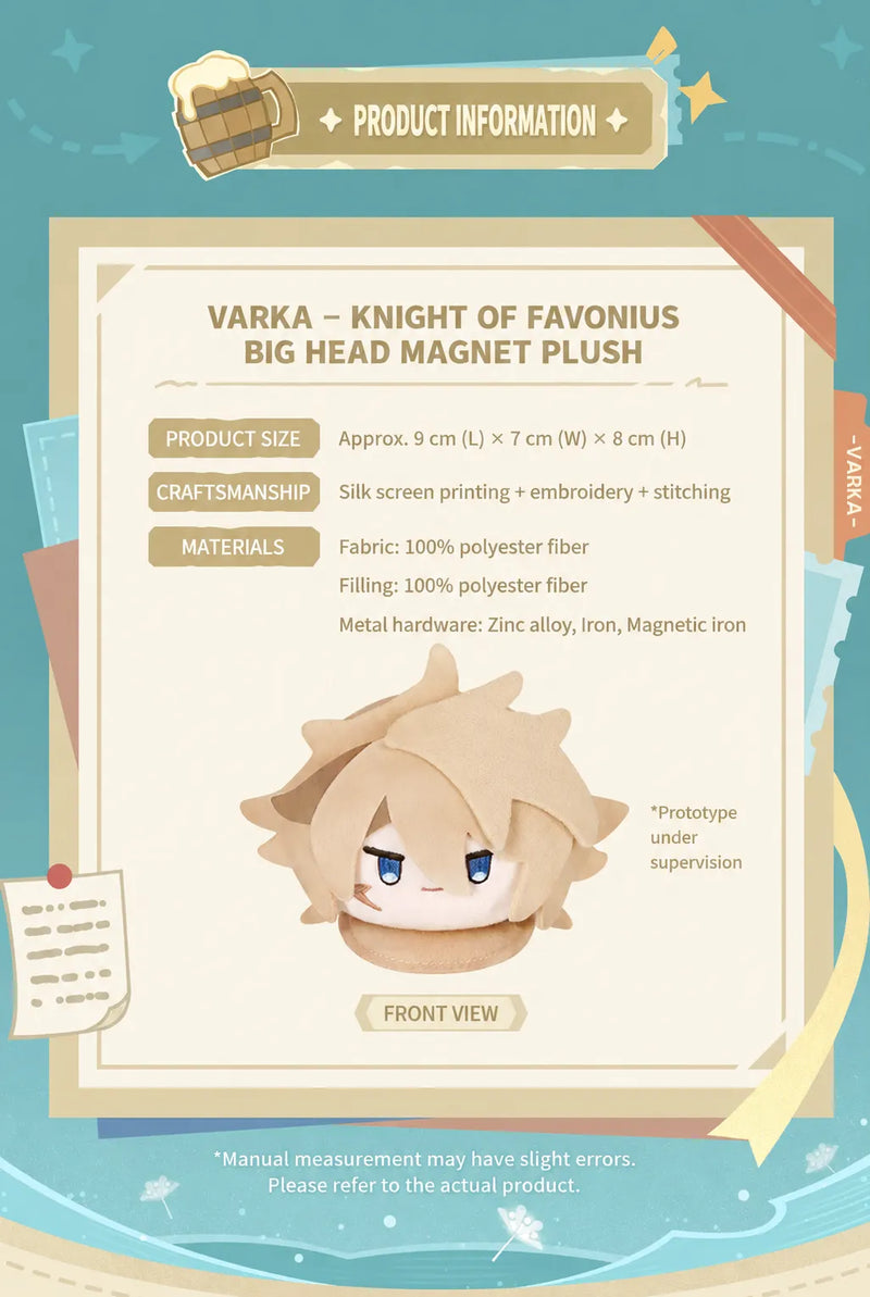 Genshin Impact Varka Magnet Plush size and material details